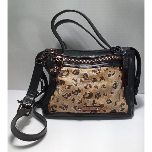 Fossil Bella Leather Cheetah Satchel - Picture 1 of 6